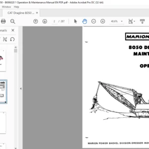 CAT Dragline Marion 8050 Dragline Maintenance And Operation Manual  - PDF DOWNLOAD
