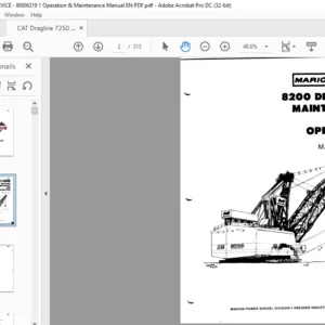 CAT Dragline Marion 8200 Dragline Mechanical Maintenance And Operation Manual  - PDF DOWNLOAD