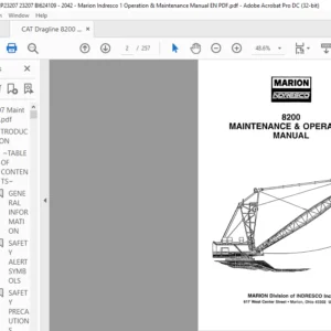 CAT Dragline Marion 8200 Maintenance And Operation Manual - PDF DOWNLOAD