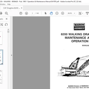 CAT Dragline Marion 8200 Walking Dragline Operation And Maintenance Manual  - PDF DOWNLOAD