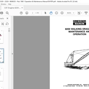 CAT Dragline Marion 8200 Walking Dragline Maintenance  And Operation Manual - PDF DOWNLOAD