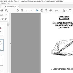CAT Dragline Marion 8200 Walking Dragline Operation And Maintenance Manual - PDF DOWNLOAD