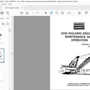 CAT Dragline 8200  Marion Walking Dragline Operation And Maintenance Manual - PDF DOWNLOAD