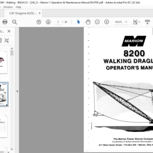 CAT Dragline  Marion 8200 Walking Dragline Operation & Maintenance Manual  - PDF DOWNLOAD