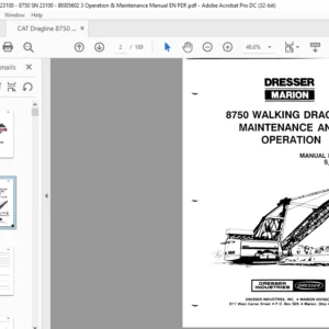 CAT Dragline Marion 8750 Walking Dragline Maintenance  And Operation Manual- PDF DOWNLOAD