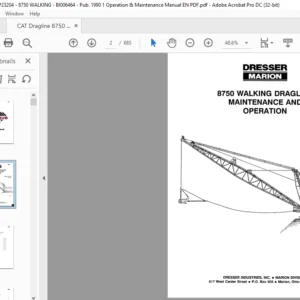 CAT Dragline Marion 8750 Walking Dragline Operation & Maintenance Manual - PDF DOWNLOAD