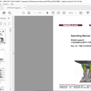 CAT Roof Support Shield support 11432540-2x3973-1750 Operation Manual