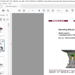CAT Roof Support Shield support 11432540-2x3973-1750 Operation Manual  - PDF DOWNLOAD