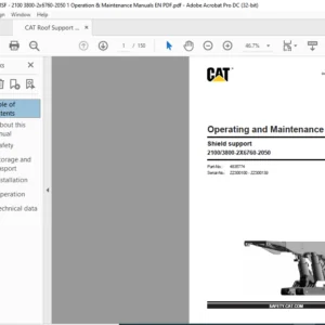 CAT Roof Support Shield support 21003800-2X6760-2050 Operation and Maintenance Manual - PDF DOWNLOAD