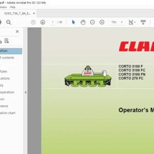 CLAAS CORTO 3100 F CORTO 3100 FC CORTO 3100 FN CORTO 270 FC Operator's Manual