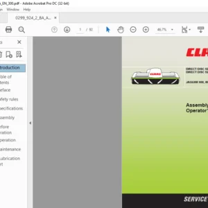 CLAAS DIRECT DISC 520 DIRECT DISC 520 CONTOUR JAGUAR 900 890 870 850 830 Operator's Manual