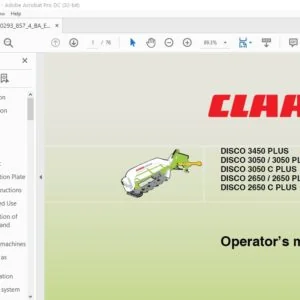 CLAAS DISCO 3450 PLUS 3050 3050 PLUS 3050 C PLUS 2650 2650 PLUS 2650 C PLUS Operator's Manual
