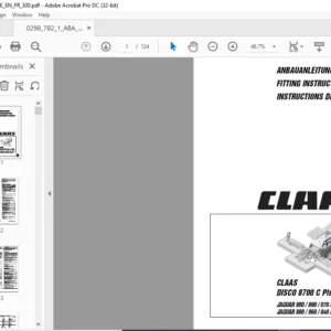 CLAAS DISCO 8700 C Plus 8700 C JAGUAR 900 890 870 850 830 (492) JAGUAR 880 860 840 820 (491) Fitting Instructions Manual