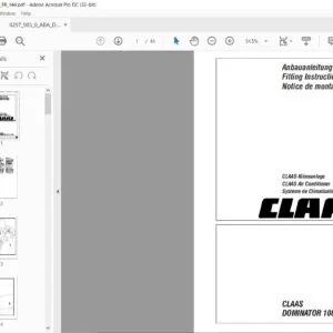 CLAAS DOMINATOR 108 VX - 88 VX Air Conditioner Fitting Instructions Manual DE_EN_FR