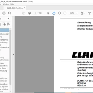 CLAAS DOMINATOR MEGA 218 – 202 MEGA 360 MEGA 350 Fitting Instructions Manual