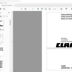 CLAAS JAGUAR 880 – 820 Air Conditioner Fitting Instructions Manual DE_EN_FR