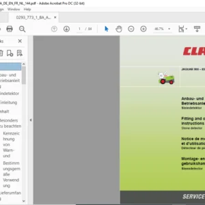 CLAAS JAGUAR 900 – 830 Fitting & Operating Instructions Manual DE_EN_FR_NL