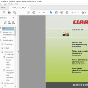 CLAAS JAGUAR 900 – 830 Fitting and operating instructions Manual DE_EN_FR_NL - PDF DOWNLOAD