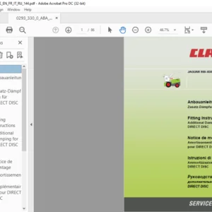 CLAAS JAGUAR 900–830 Additional Damping for DIRECT DISC Fitting Instructions Manual