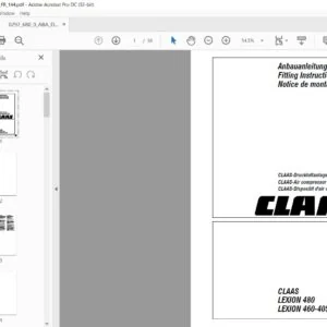 CLAAS LEXION 480 LEXION 460-405 Air compressor system Fitting Instructions Manual DE_EN_FR