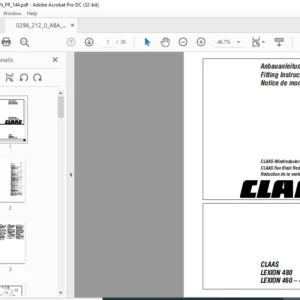 CLAAS LEXION 480 LEXION 460-405 Fan Blast Reduction Kit Fitting Instructions Manual DE_EN_FR