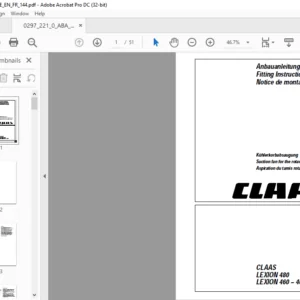 CLAAS LEXION 480 LEXION 460 – 405 Fitting Instructions Manual - PDF DOWNLOAD
