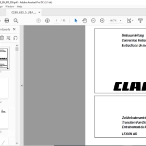 CLAAS LEXION 480 Transition Pan Drive Conversion Instructions Manual - PDF DOWNLOAD