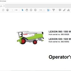 CLAAS LEXION 560 550 MONTANA LEXION 530 520 MONTANA Operator's Manual