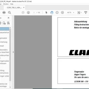CLAAS LEXION 560 – 510 Auger Fingers Fitting Instructions Manual DE_EN_FR