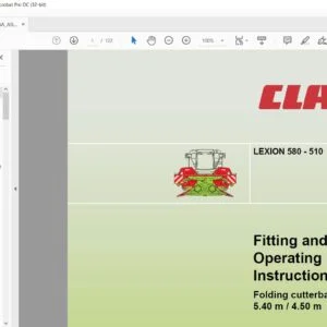 CLAAS LEXION 580 - 510 Folding cutterbar 5.40 m-4.50 m Fitting & Operating Instructions Manual - PDF DOWNLOAD