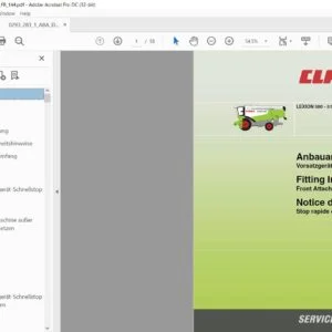 CLAAS LEXION 580 - 510 Front Attachment Quick Stop Fitting Instructions Manual DE_EN_FR