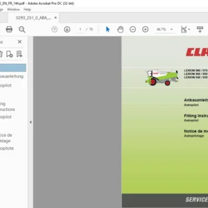 CLAAS LEXION 580 570 LEXION 560 550 LEXION 540 530 520 510 Fitting Instructions Manual DE_EN_FR