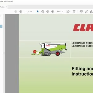CLAAS LEXION 580 TERRA TRAC LEXION 560 TERRA TRAC Fitting & Operating Instructions Manual