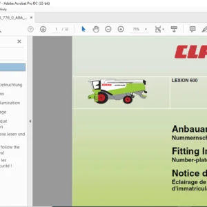 CLAAS LEXION 600 Number-plate illumination Fitting Instructions Manual DE_EN_FR - PDF DOWNLOAD