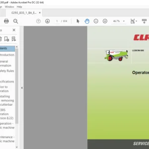 CLAAS LEXION 600 Operator's Manual - PDF DOWNLOAD