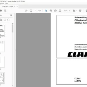 CLAAS LEXION Electric Sieve Adjustment System Fitting Instructions Manual DE_EN_FR