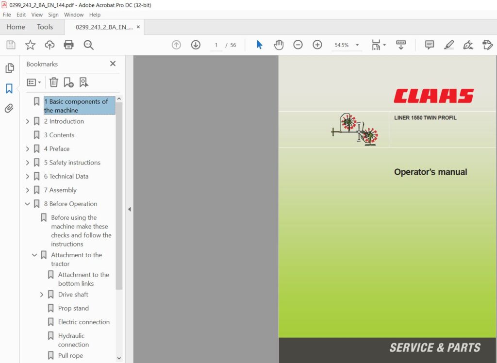 CLAAS LINER 1550 TWIN PROFIL Operator's Manual - PDF DOWNLOAD ...