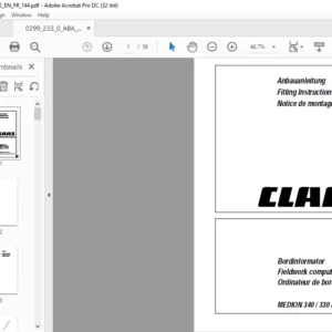 CLAAS MEDION 340 330 310 Fieldwork computer Fitting Instructions Manual