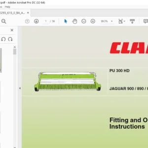 CLAAS PU 300 HD JAGUAR 900 890 870 850 830 Fitting & Operating Instructions Manual