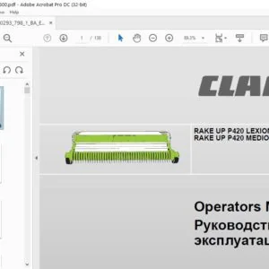 CLAAS RAKE UP P420 LEXION RAKE UP P420 MEDION MEGA Operator's Manual EN_US_RU