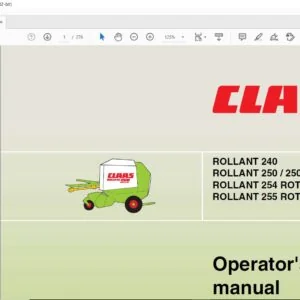 CLAAS ROLLANT 240 250 250 ROTO CUT 254 ROTO CUT 255 ROTO CUT Operator's Manual