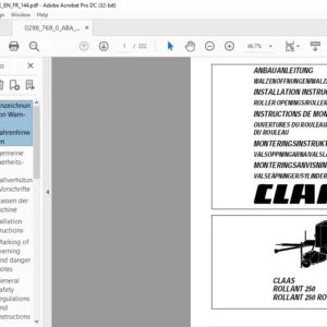 CLAAS ROLLANT 250 ROLLANT 250 ROTO CUT Installation Instructions Manual DE_EN_FR
