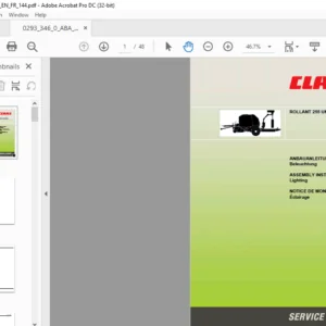 CLAAS ROLLANT 255 UNIWRAP Lighting Assembly Instructions Manual - PDF DOWNLOAD
