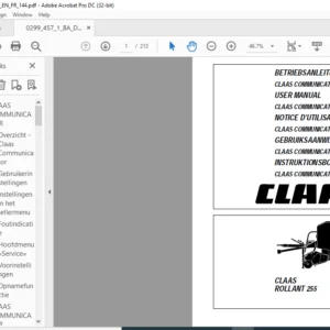 CLAAS ROLLANT 255 User Manual - PDF DOWNLOAD