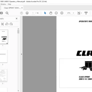 CLAAS Sprint 5000 S-16 5000 S 4000 S Operator's Manual - PDF DOWNLOAD