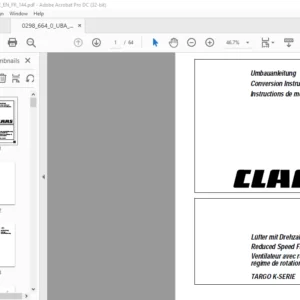 CLAAS TARGO K-SERIE Reduced Speed Fan Conversion instructions Manual - PDF DOWNLOAD