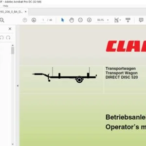CLAAS Transportwagen Transport Wagon DIRECT DISC 520 Operator's Manual - PDF DOWNLOAD