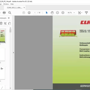 CLAAS VARIO 5,40 – 9,00 M LEXION 480 – 410 Conversion Instructions Manual - PDF DOWNLOAD