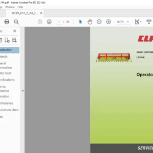 CLAAS VARIO CUTTERBAR II LEXION Operator's Manual - PDF DOWNLOAD