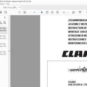 CLAAS VOLTO 870 H 770 H 670 H Assembly instructions Manual - PDF DOWNLOAD